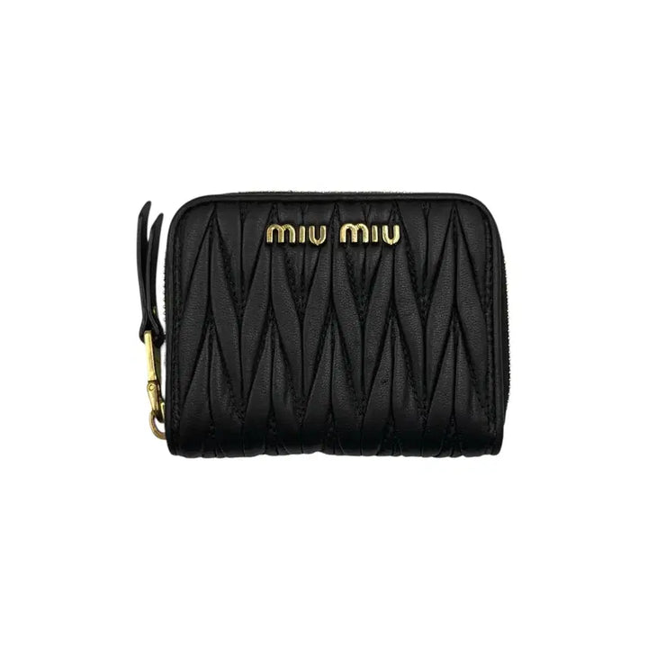 [BUNJANG] Miu Miu Matelassé Zipped Card Wallet Black / 미우미우 마테라쎄 지퍼 어라운드 카드 지갑 블랙