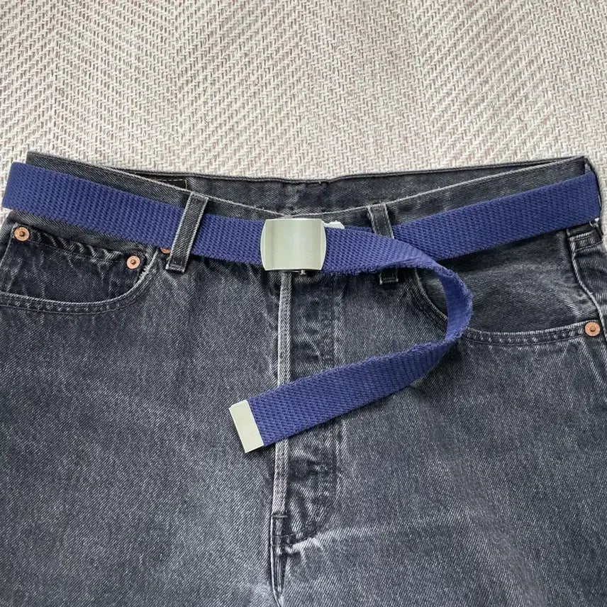 [BUNJANG] Vintage Silver Buckle Webbing Belt / 빈티지 실버버클 웨빙 빌트