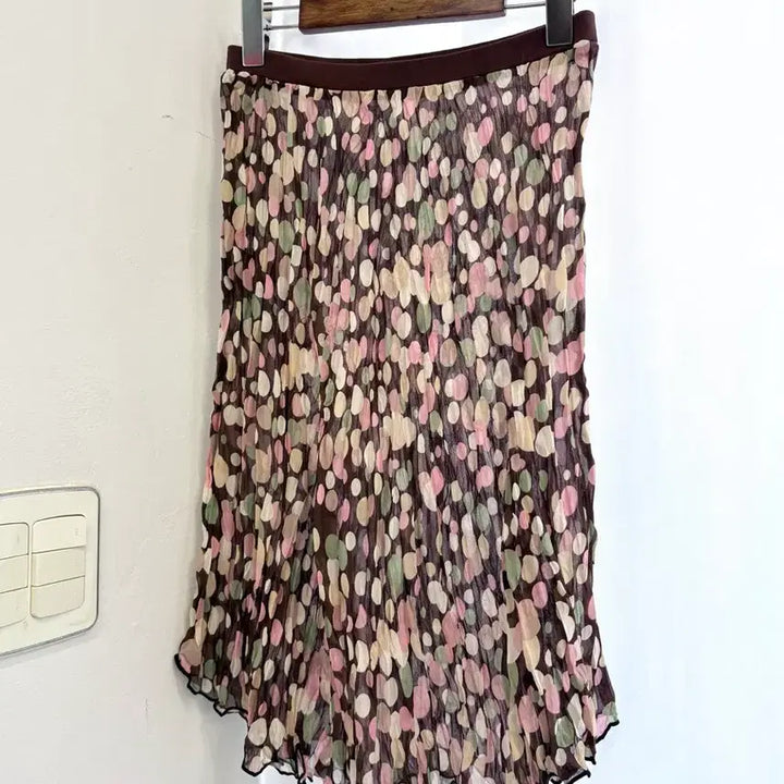 [SOLD OUT] 도트 레이어드 언발 시스루 미디 스커트  JPN