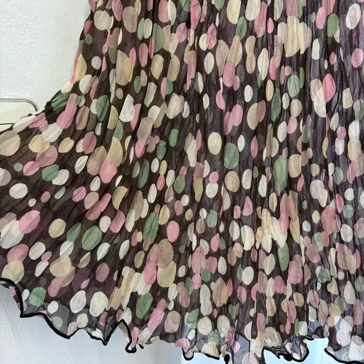 [SOLD OUT] 도트 레이어드 언발 시스루 미디 스커트  JPN