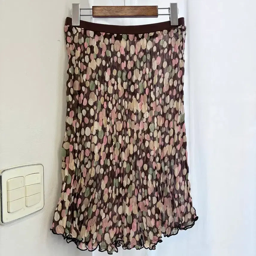 [SOLD OUT] 도트 레이어드 언발 시스루 미디 스커트  JPN