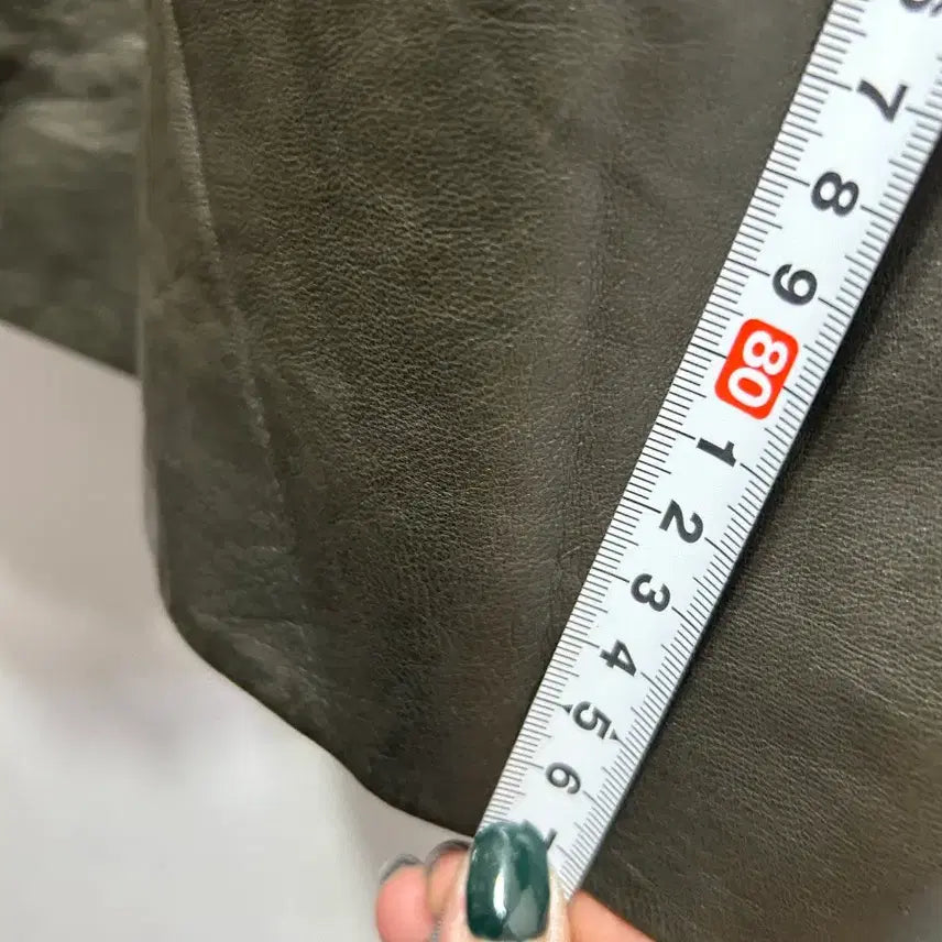 [BUNJANG] Long Khaki Lambskin Bomber Jacket - Size S / 롱 카키 양가죽 봄버 자켓 S