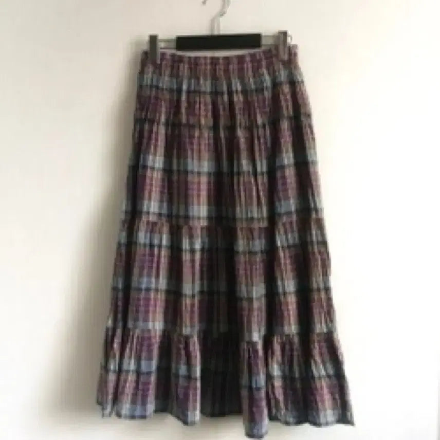[BUNJANG] San Vintage Mori Girl Check Long Skirt / 산빈티지 모리걸 체크 롱 스커트
