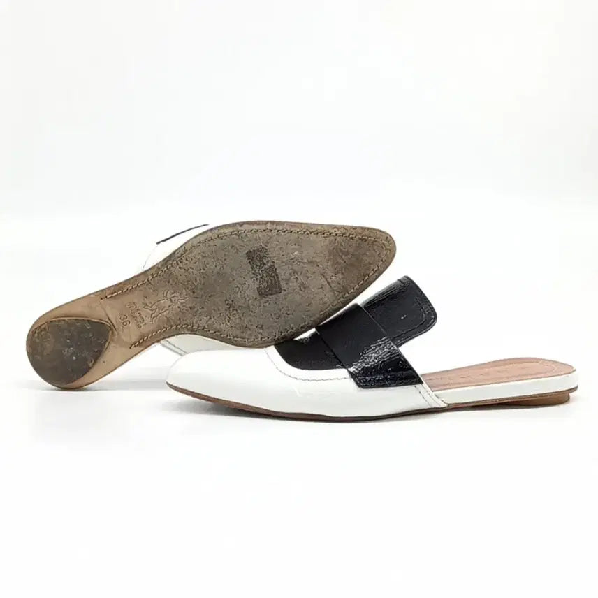 [BUNJANG] Marni Genuine Leather Mules Slippers White/Black 230 / 마르니 정품 블랙/화이트 가죽 슬리퍼 뮬230