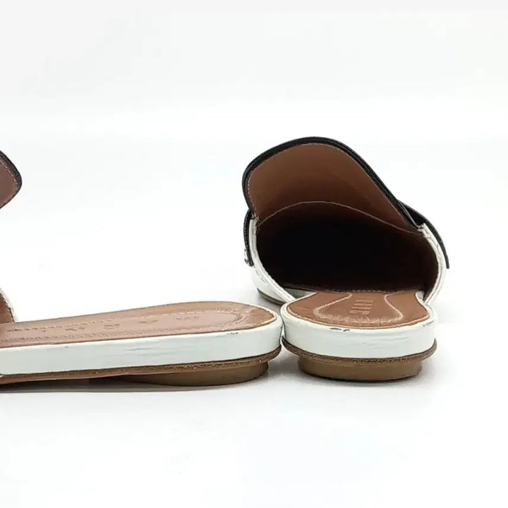 [BUNJANG] Marni Genuine Leather Mules Slippers White/Black 230 / 마르니 정품 블랙/화이트 가죽 슬리퍼 뮬230