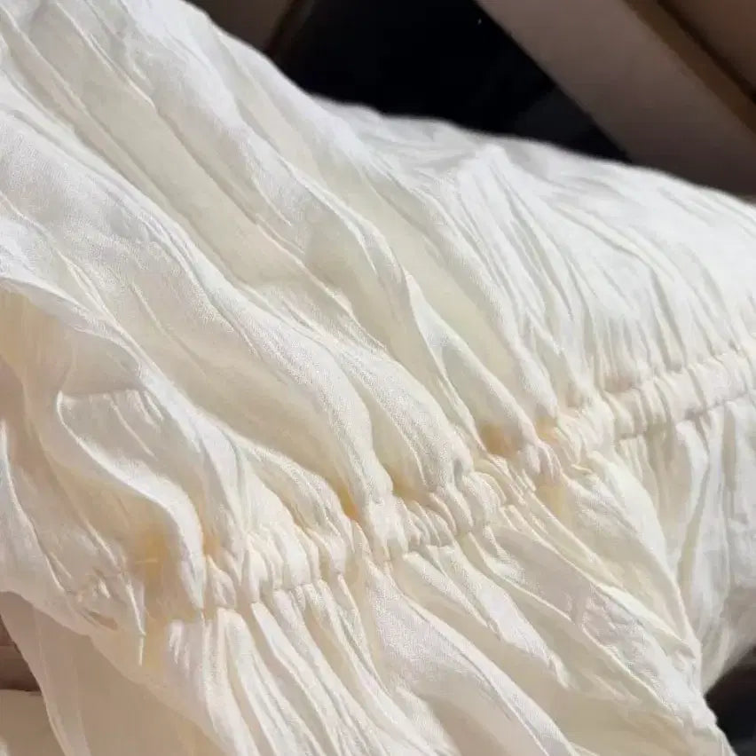 [BUNJANG] White Pleated Mini Dress / 화이트 끈나시 플리츠 미니 원피스