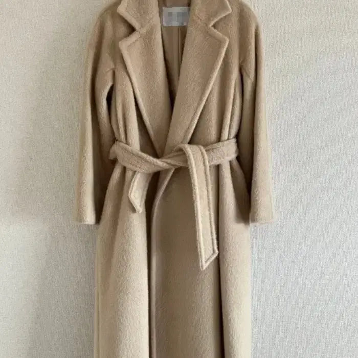 [BUNJANG] Beige Long Belted Coat / 베이지 롱 벨트 코트