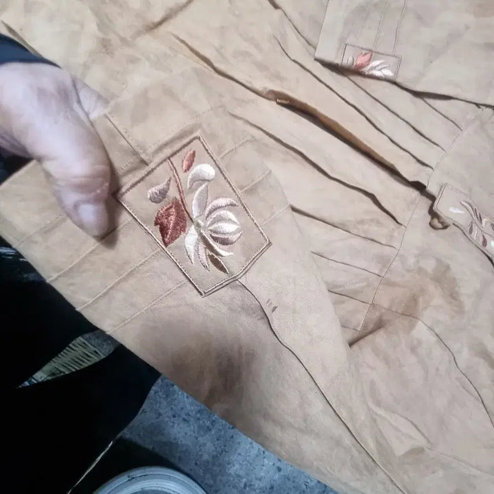 [BUNJANG] Embroidered Persimmon-Dyed Long Dress / 감물 염색 자수 롱 원피스