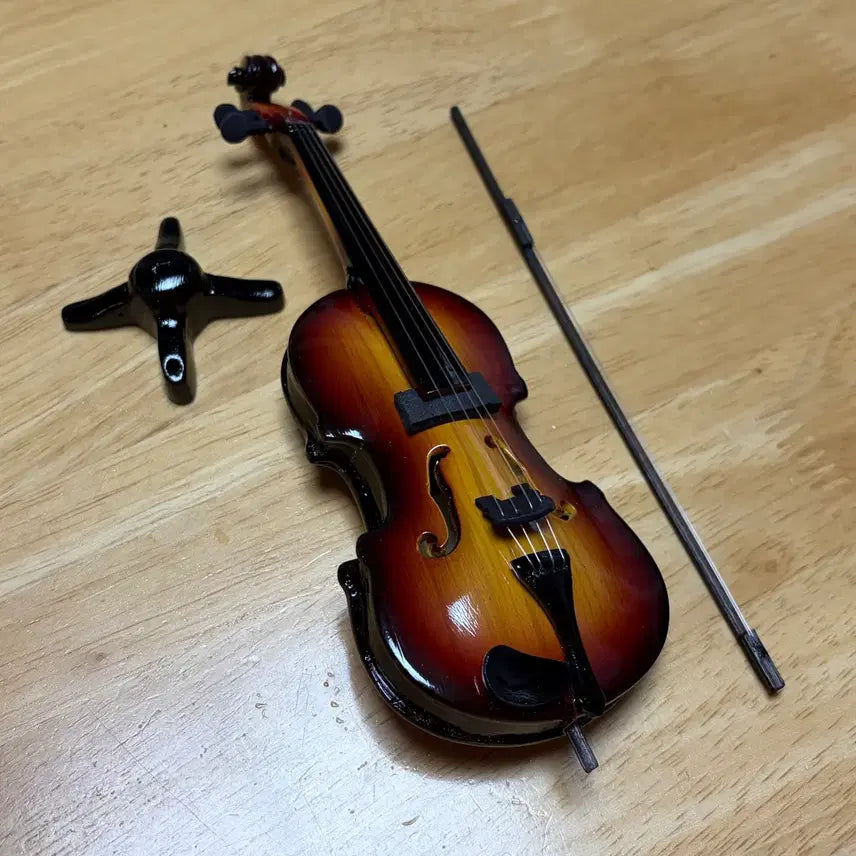 [BUNJANG] 18cm Wooden Violin Model with Bow and Stand / 바이올린 악기 나무 모형 18cm