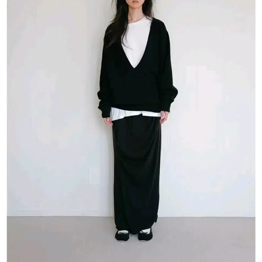 [BUNJANG] Repose Shirring Maxi Skirt Black / 리포스 셔링 맥시스커트 검정롱치마