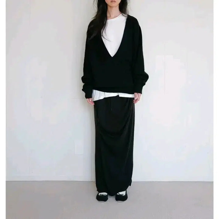 [BUNJANG] Repose Shirring Maxi Skirt Black / 리포스 셔링 맥시스커트 검정롱치마