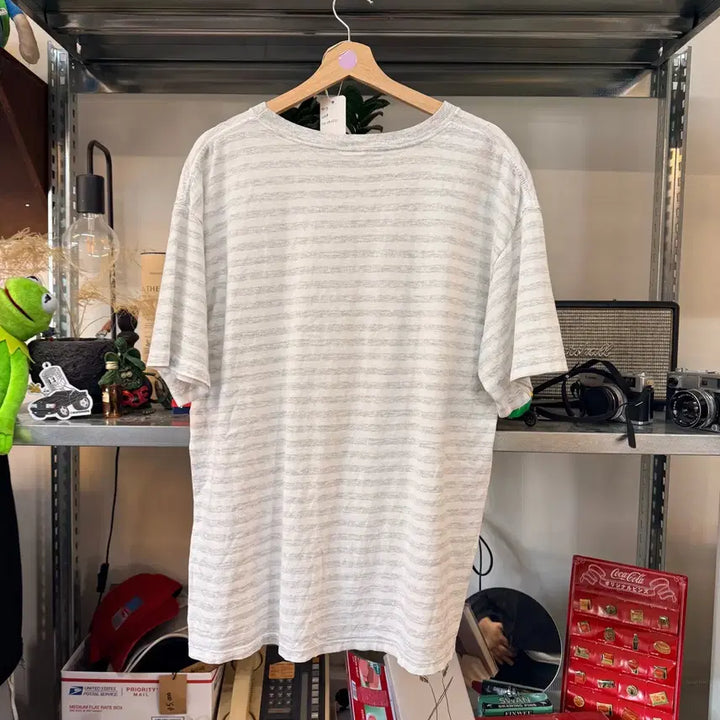 [BUNJANG] Colorado USA Miller Gray Striped T-shirt / 90S 콜로라도 USA MILLER 베이스 그레이 스트라이프 싱글스티치