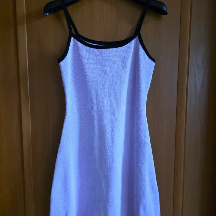 [SOLD OUT] (새상품) 검정 테두리 포인트 끈원피스가디건셋트..연한 보랏빛(44~55