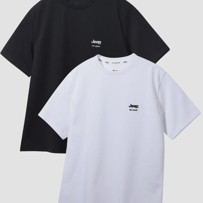 [BUNJANG] Jeep White/Black Short-Sleeve T-Shirt 2-Piece Set (Sealed) / 새) 지프 Jeep 흰/검 반팔 2종 세트 S, L 미개봉 새상품