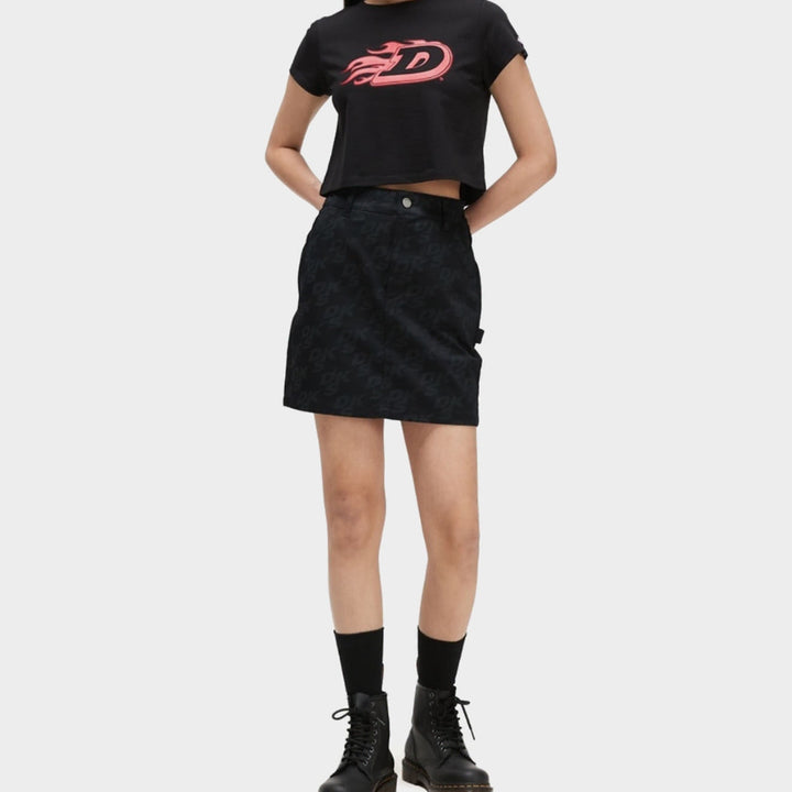[BUNJANG] Dickies Flame D Cropped T-Shirt Black S / 새) 디키즈 플레임 D 크롭티셔츠 블랙 S 미개봉 새상품