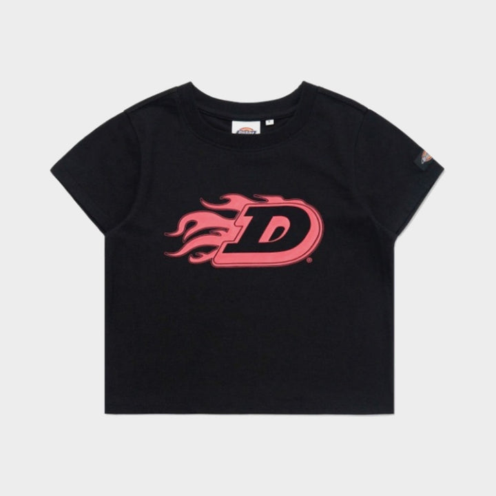[BUNJANG] Dickies Flame D Cropped T-Shirt Black S / 새) 디키즈 플레임 D 크롭티셔츠 블랙 S 미개봉 새상품