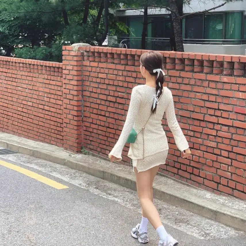 [BUNJANG] Shop Dainty Boucle Knit Two-Piece Set / 샵데인티 부클 니트 투피스