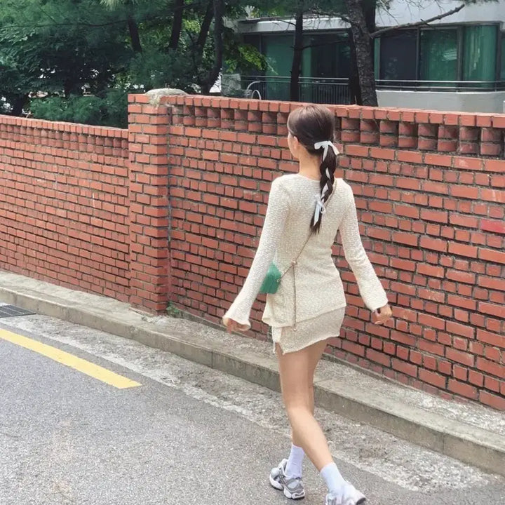 [BUNJANG] Shop Dainty Boucle Knit Two-Piece Set / 샵데인티 부클 니트 투피스