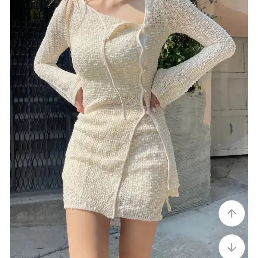 [BUNJANG] Shop Dainty Boucle Knit Two-Piece Set / 샵데인티 부클 니트 투피스