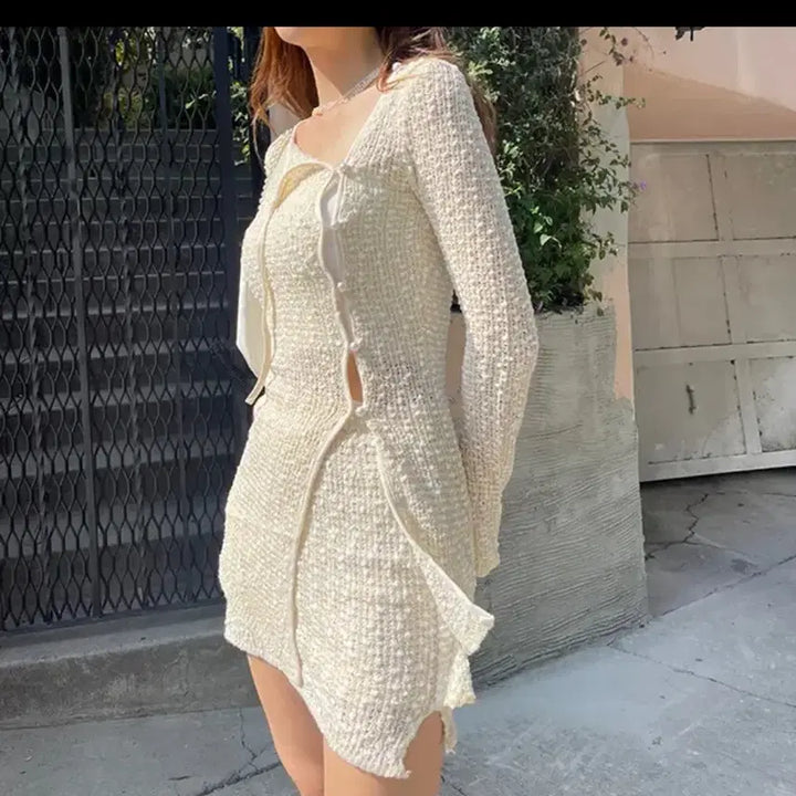 [BUNJANG] Shop Dainty Boucle Knit Two-Piece Set / 샵데인티 부클 니트 투피스