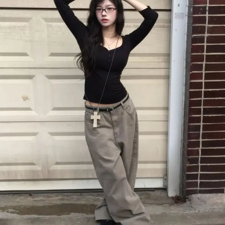 [BUNJANG] Modi Mood Balloon Cotton Wide Pants / 모디무드 벌룬 면 와이드 팬츠