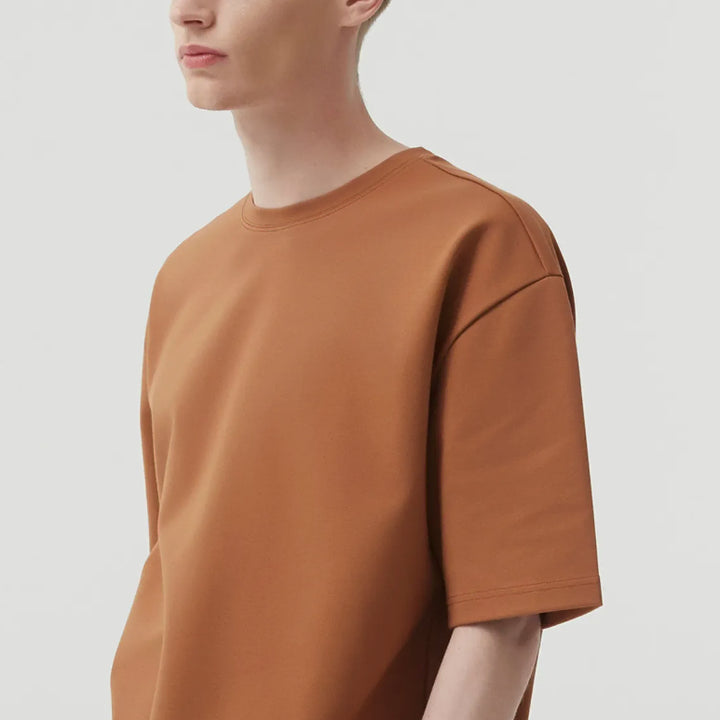 [BUNJANG] Trillion Essential Layered Sleeve T-Shirt Brown M / 새) 트릴리온 에센셜 레이어드 슬리브 반팔 티셔츠 브라운 M