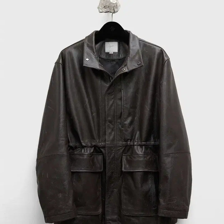 [BUNJANG] Youth Lab High Neck Leather Half Coat / 유스랩 youth lab 하이넥 하프코트