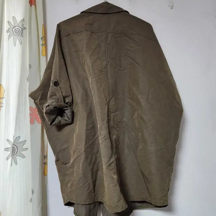 [BUNJANG] Khaki Trench Coat / 카키색 칠부 소매 롤업 트렌치 코트 F
