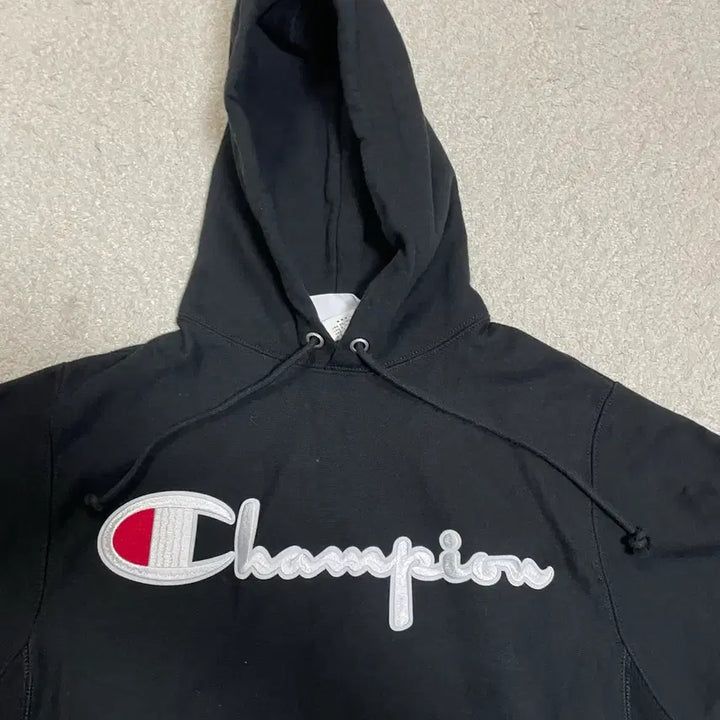 [BUNJANG] Champion Black Logo Hoodie (S) / 챔피온 블랙 로고 후드티 기모 s