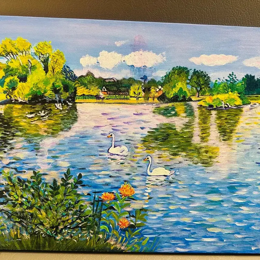 [BUNJANG] Acrylic Painting on Canvas: Duck on a Lake / 호수위에오리(아크릴화캔버스)