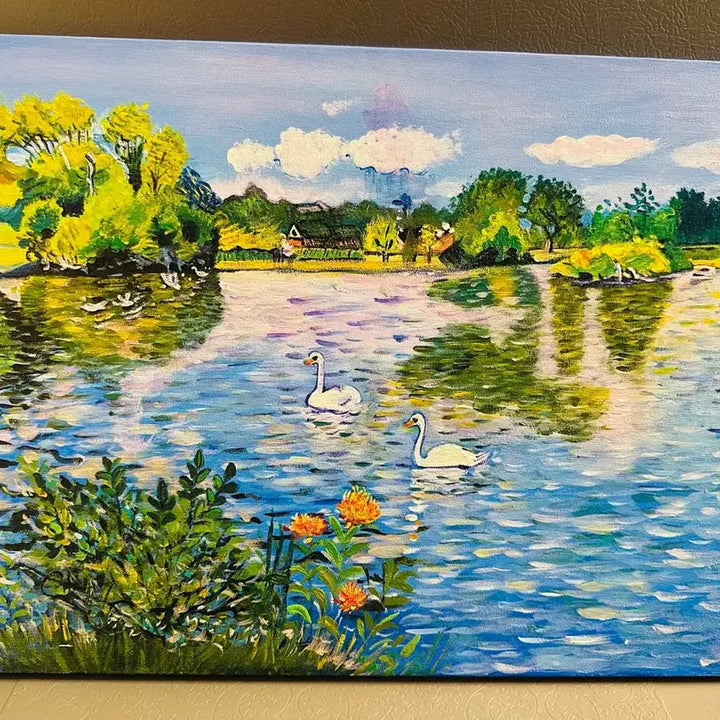 [BUNJANG] Acrylic Painting on Canvas: Duck on a Lake / 호수위에오리(아크릴화캔버스)