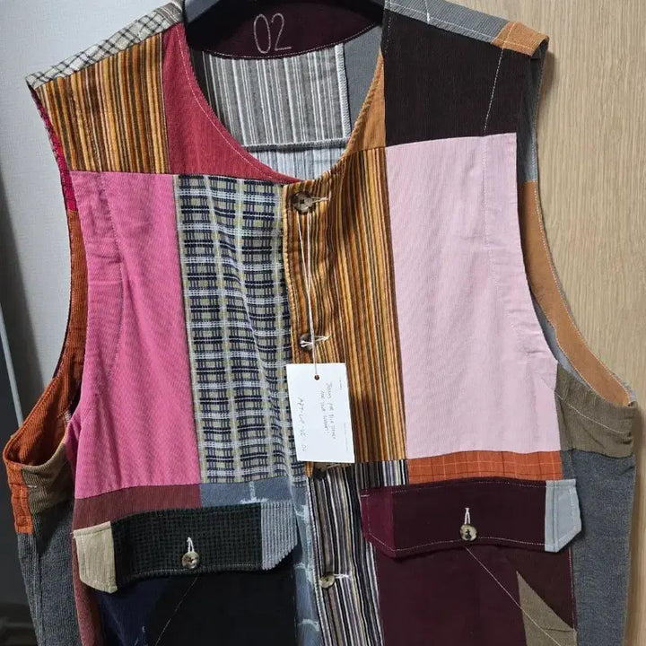 [BUNJANG] Sillazu Multicolor Patchwork Vest / 실라주 멀티컬러 베스트