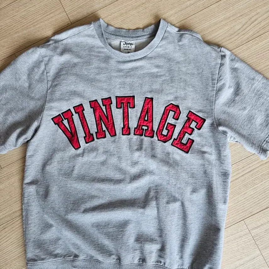 [BUNJANG] Jeep Vintage Short Sleeve Sweatshirt Grey L / Jeep 빈티지 반팔 맨투맨 회색L