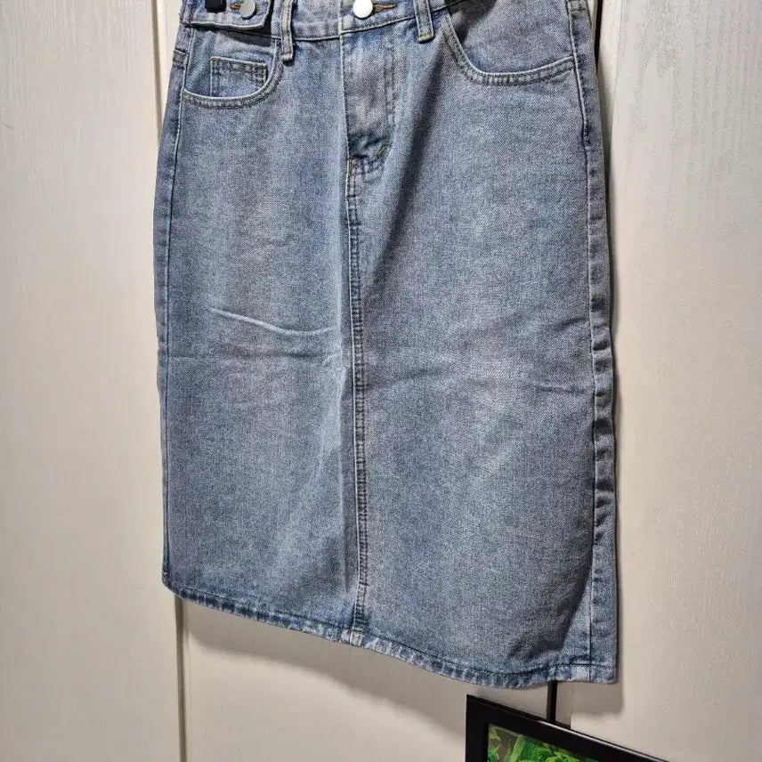 [BUNJANG] Denim Midi Skirt / (세일)(새상품)연청 데님 스커트 H라인 미디 스커트