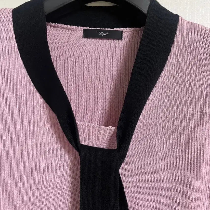 [BUNJANG] Roem Ribbontie Slim Fit Knit Top / [로엠] 리본타이 골지 슬림핏 니트(핑크)(F)