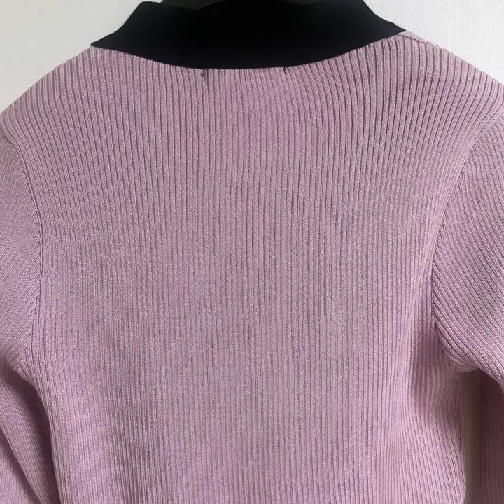 [BUNJANG] Roem Ribbontie Slim Fit Knit Top / [로엠] 리본타이 골지 슬림핏 니트(핑크)(F)