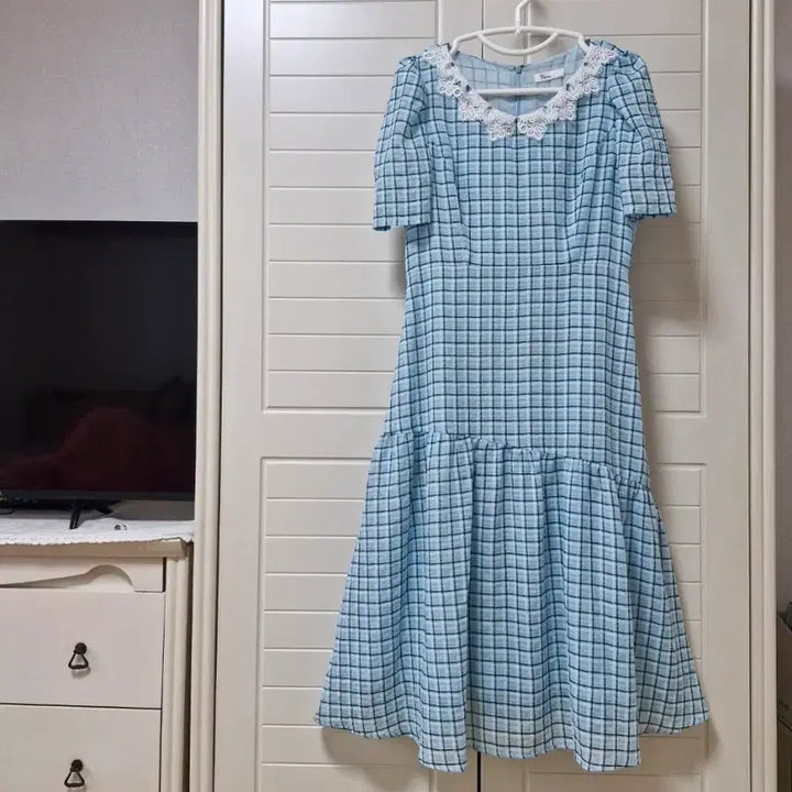 [BUNJANG] It Misha Checkered Lace Collar Dress / 상태최상)잇미샤 원피스 지컷헤지스오즈세컨듀엘온앤온시스템럭키슈에뜨sjsj