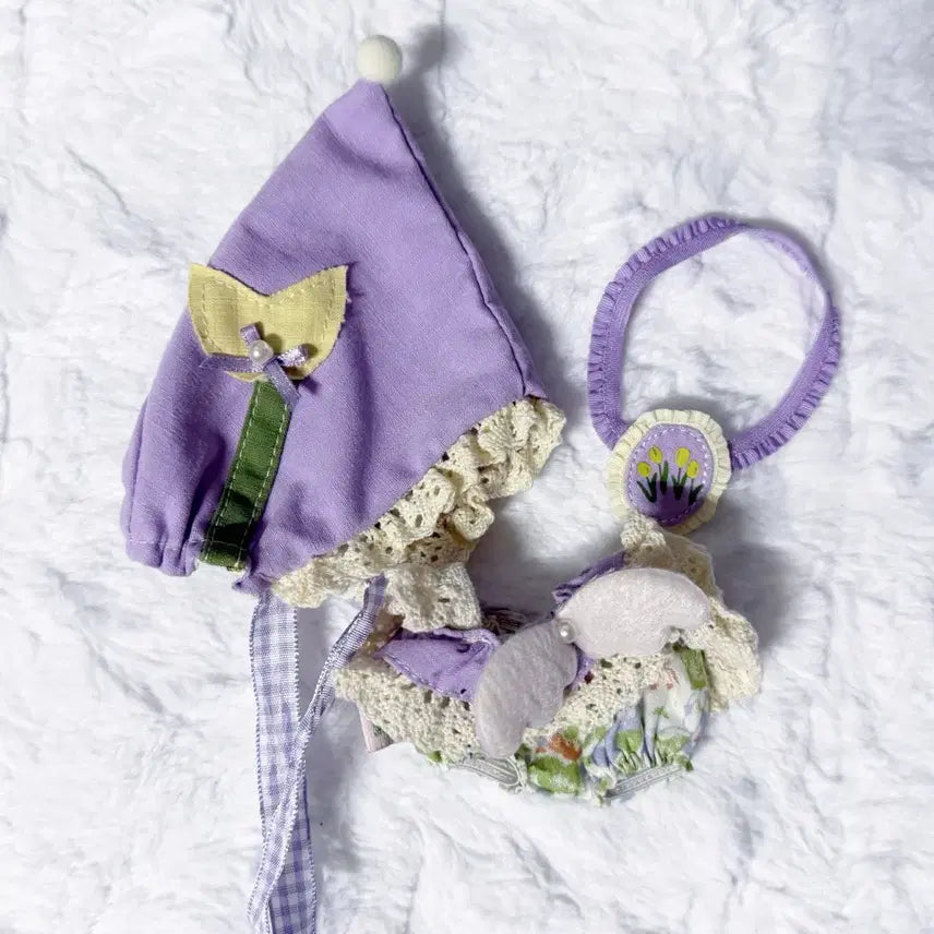 [BUNJANG] 10cm Doll Fairy Outfit Set - Purple / 10cm 인형 인형옷 솜인형옷 솜깅 옷장 봄의 요정 요정옷 세트 퍼플