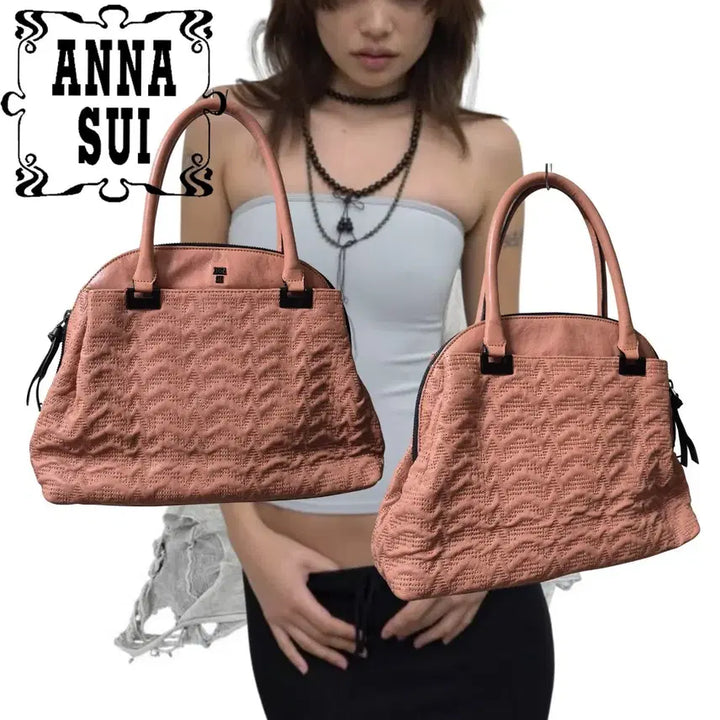 [BUNJANG] Anna Sui Coral Peach Leather Y2K Shoulder Bag / Anna Sui