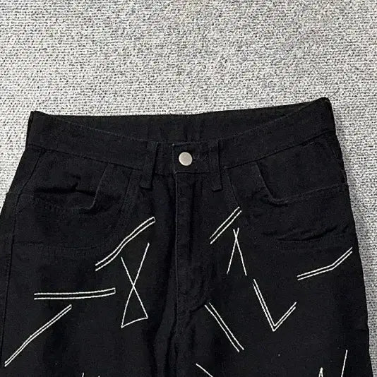 [BUNJANG] NON FLOOR Vintage Printed Black Pants L / NON FLOOR 빈티지 프린팅 블랙 바지 L