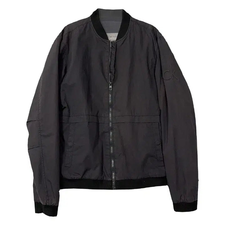 [BUNJANG] Calvin Klein Gray Logo Blouson Jacket M / 캘빈클라인 그레이 완장 로고 블루종 자켓 M