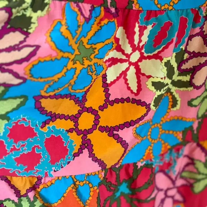 [BUNJANG] Floral Pattern Long Dress / 화려한 플라워 패턴 롱 원피스 풍성
