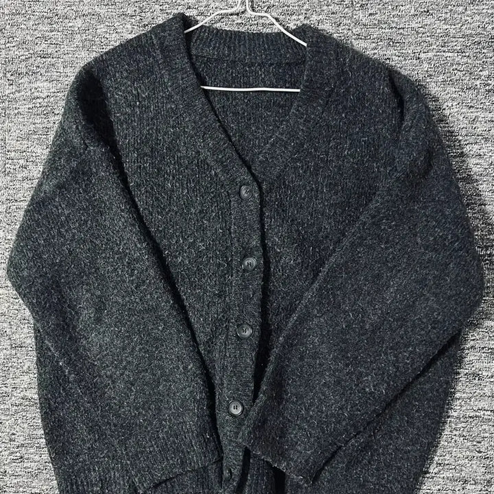 [BUNJANG] Vintage Charcoal Knit Cardigan / (무료배송) 빈티지 차콜 니트 가디건