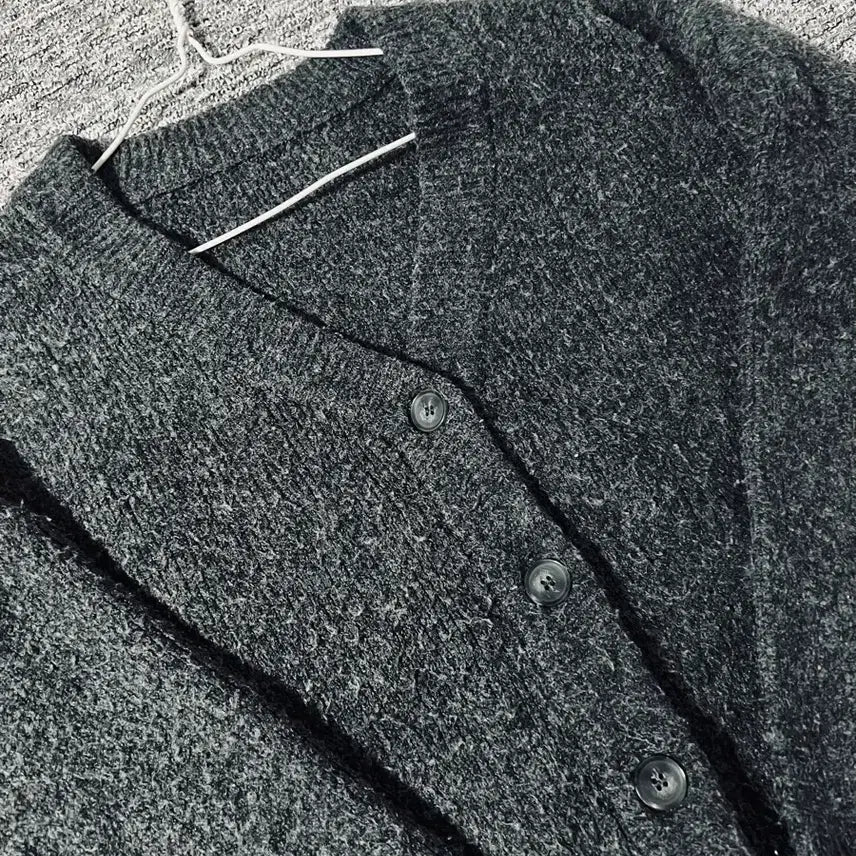 [BUNJANG] Vintage Charcoal Knit Cardigan / (무료배송) 빈티지 차콜 니트 가디건