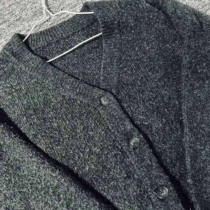 [BUNJANG] Vintage Charcoal Knit Cardigan / (무료배송) 빈티지 차콜 니트 가디건
