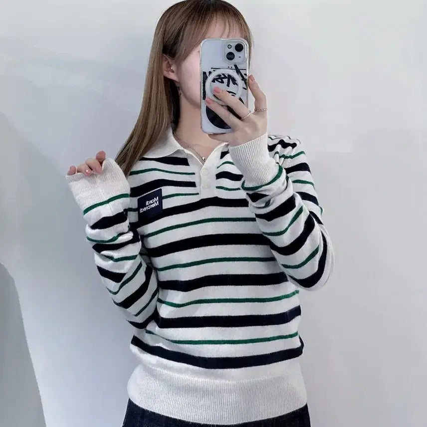 [SOLD OUT] 마르디 스트라이프 카라 니트
