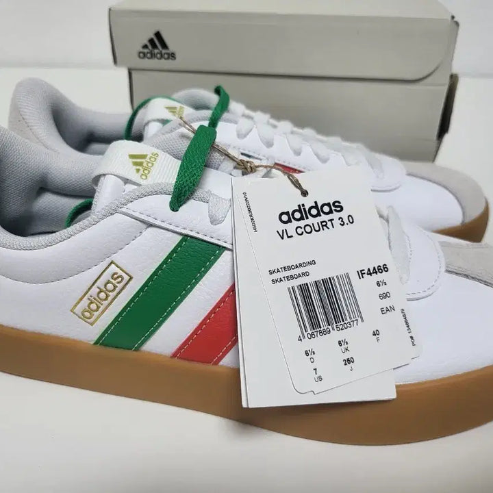 [BUNJANG] Adidas VL Court 3.0 Sneakers / 아디다스 VL Court 3.0 흰/녹/빨 스니커즈