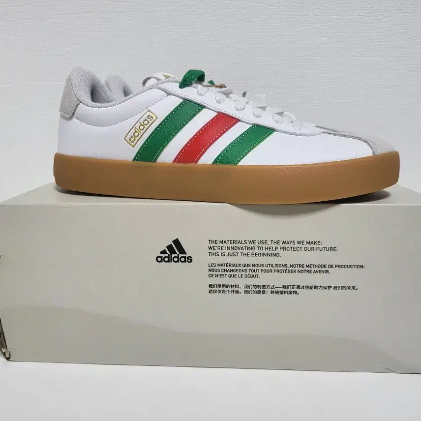 [BUNJANG] Adidas VL Court 3.0 Sneakers / 아디다스 VL Court 3.0 흰/녹/빨 스니커즈