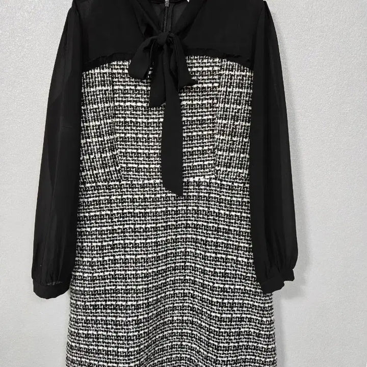 [BUNJANG] Chiffon Sleeve Ribbon Tweed Dress / 쉬폰소매 리본 트위드원피스 66