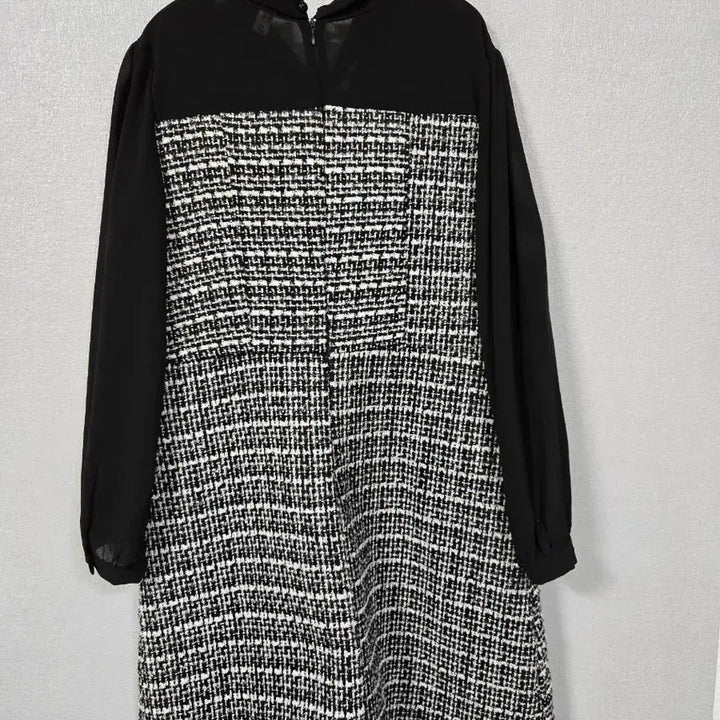 [BUNJANG] Chiffon Sleeve Ribbon Tweed Dress / 쉬폰소매 리본 트위드원피스 66